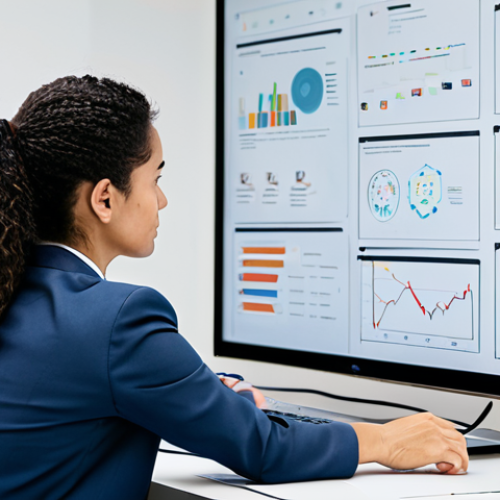 A professional female UX researcher in a modest business suit, seated at a desk in a modern, well-lit office, attentively analyzing a digital customer journey map displayed on a large screen. Her posture is natural and focused, reflecting deep empathy and analytical thought. The background features subtle collaborative tools like a whiteboard with diagrams.
    Fully clothed, appropriate attire, professional dress, safe for work, appropriate content, perfect anatomy, correct proportions, natural pose, well-formed hands, proper finger count, natural body proportions, professional photography, high quality, family-friendly.